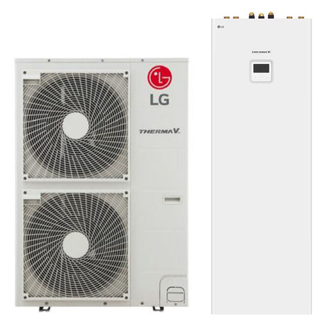 LG Therma V hidrosplit hőszivattyú 12kW, 3 fázis + 200l HMV (HN1616Y.NB1 + HU123MRB.U30)